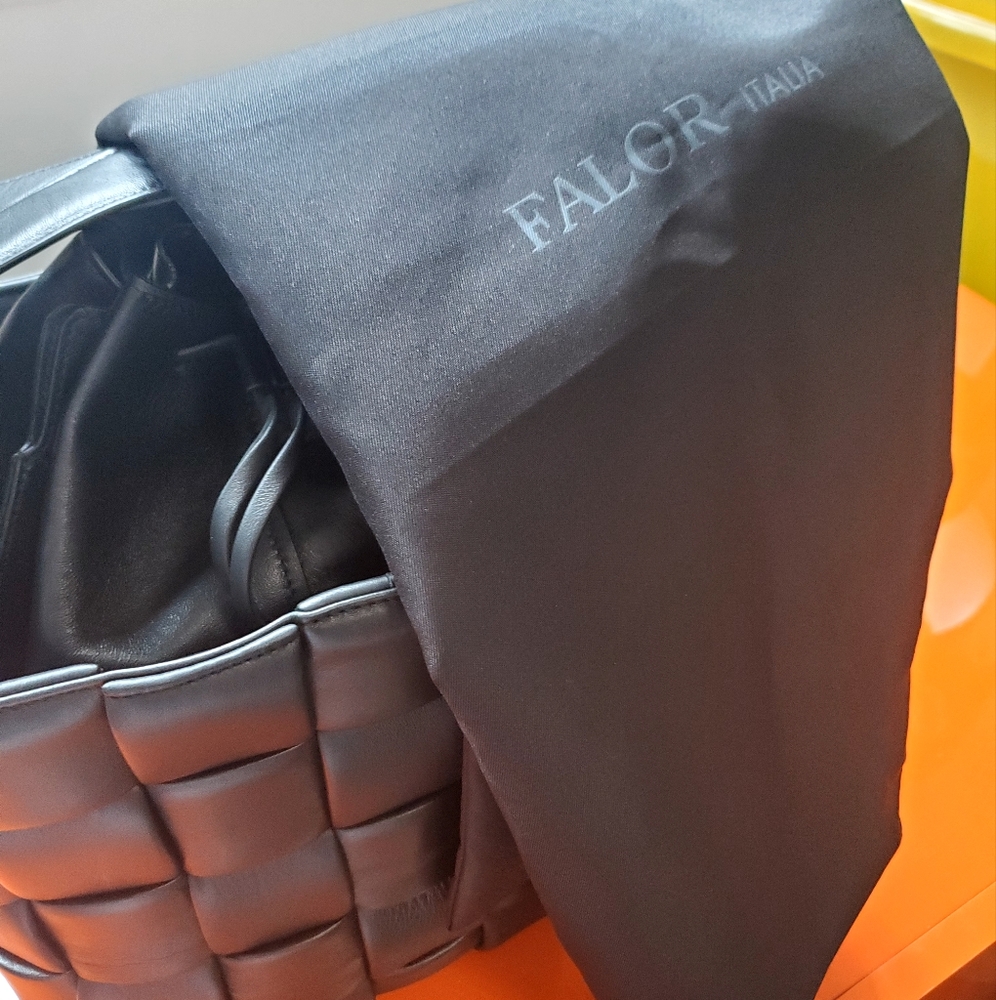 Falor Woven Leather Bucket Bag - Picture 2 of 13